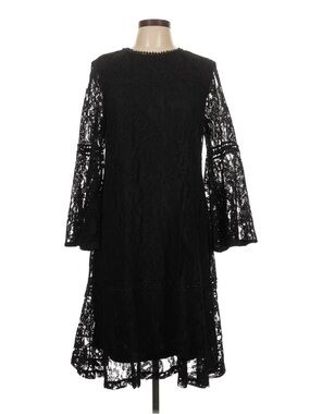 Isaac Mizrahi Black Lace Bell-Sleeve Dress